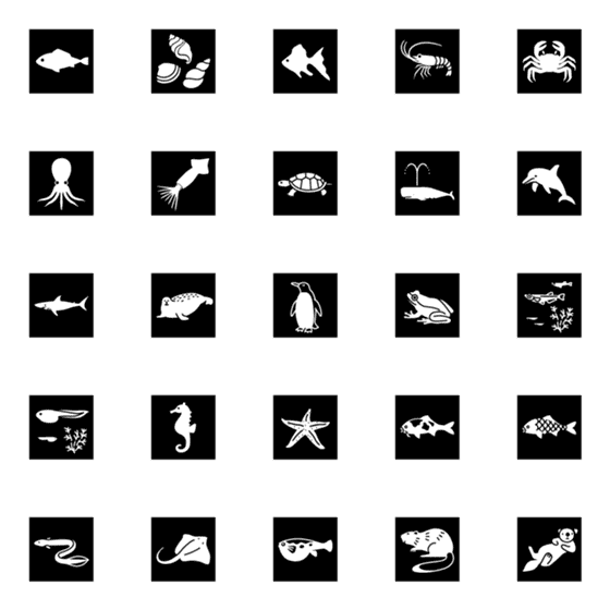 [LINE絵文字]ピクトグラム 水の動物【修正版】の画像一覧