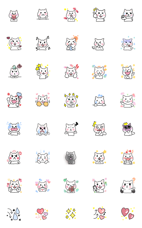 [LINE絵文字]White cat's daily lifeの画像一覧