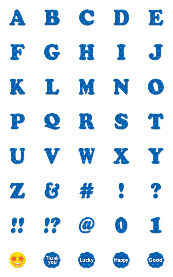 [LINE絵文字]星柄パターン アルファベット 絵文字の画像一覧