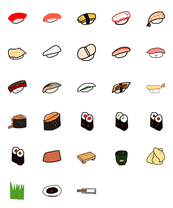 [LINE絵文字]お寿司絵文字 -SUSHI-の画像一覧