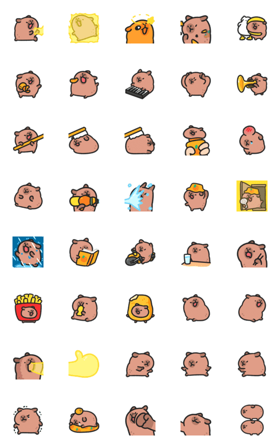 [LINE絵文字]Baby capybara animated emoji 3の画像一覧