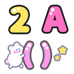 [LINE絵文字] 桃色 ピンク ♥ ABC 123 英語 数字の画像