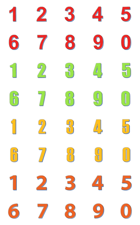 [LINE絵文字]Number classic colour retro emojiの画像一覧