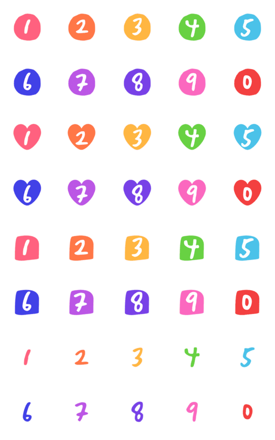 [LINE絵文字]大人可愛い 手書き ♥ 0-9 数字の画像一覧