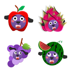 [LINE絵文字] Grape head Purple dog cute emojiの画像