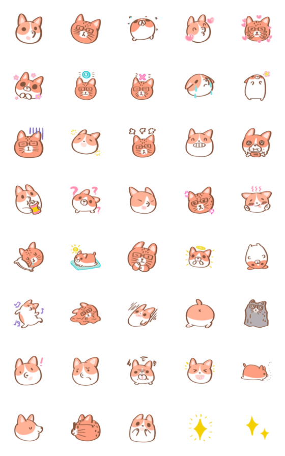 [LINE絵文字]Corgi and Cat : Our Familyの画像一覧