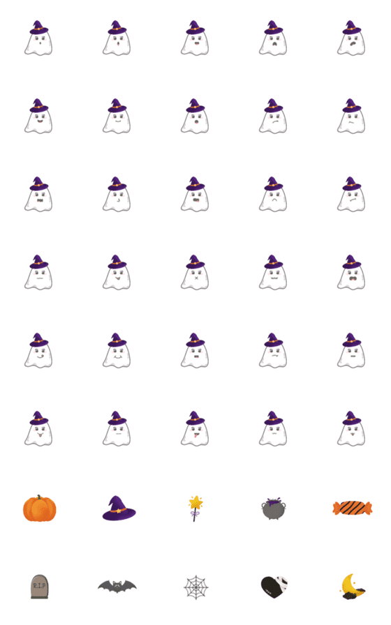 [LINE絵文字]cute halloween little ghost emojiの画像一覧