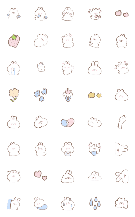 [LINE絵文字]cute little bunny emoji :)の画像一覧