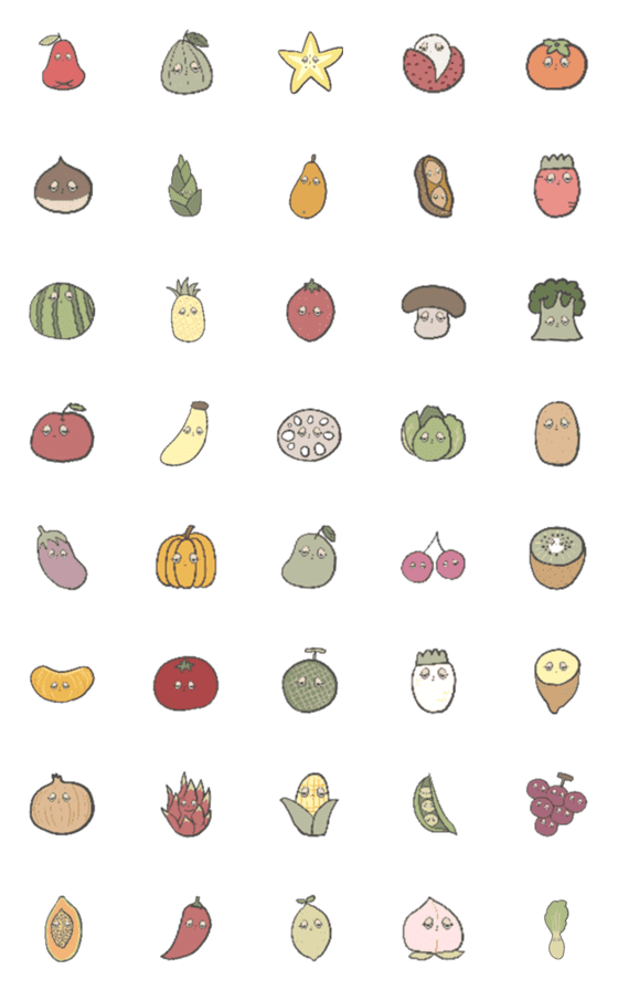 [LINE絵文字]fruits and greens (Revised Version)の画像一覧