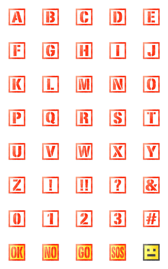 [LINE絵文字]赤いスタンプ風 アルファベット 絵文字 2の画像一覧