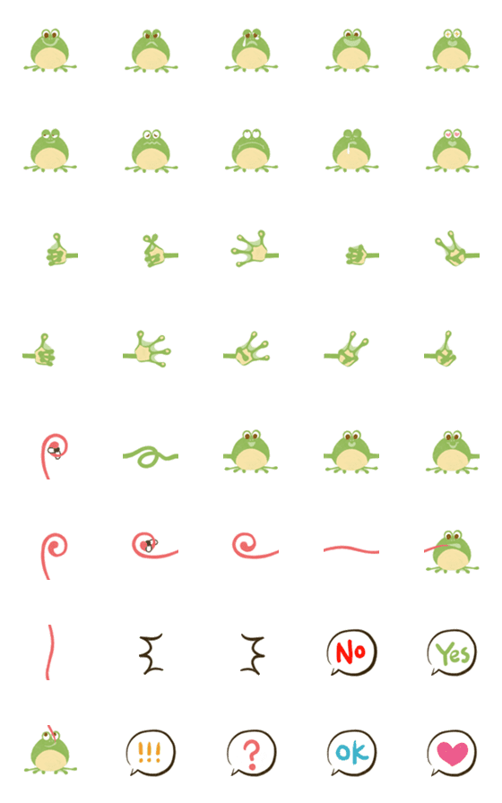 [LINE絵文字]Frog wow's combined emoji -Revisedの画像一覧