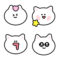 [LINE絵文字] 白貓 しろねこ 大人可愛い♥ 絵文字の画像