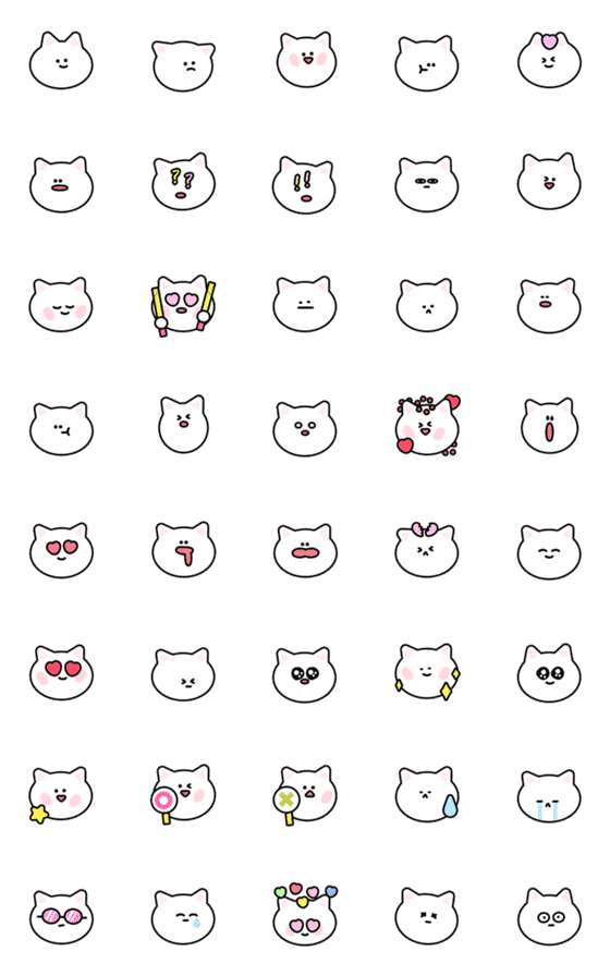 [LINE絵文字]白貓 しろねこ 大人可愛い♥ 絵文字の画像一覧