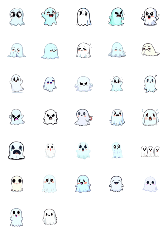 [LINE絵文字]ハロウィンの幽霊の表情の画像一覧