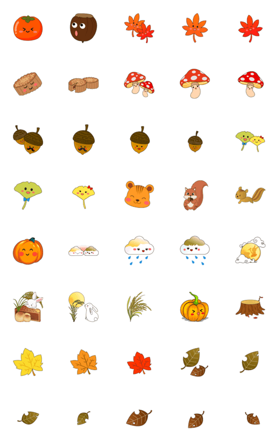 [LINE絵文字]Cute autumn emoticon stickers 1の画像一覧