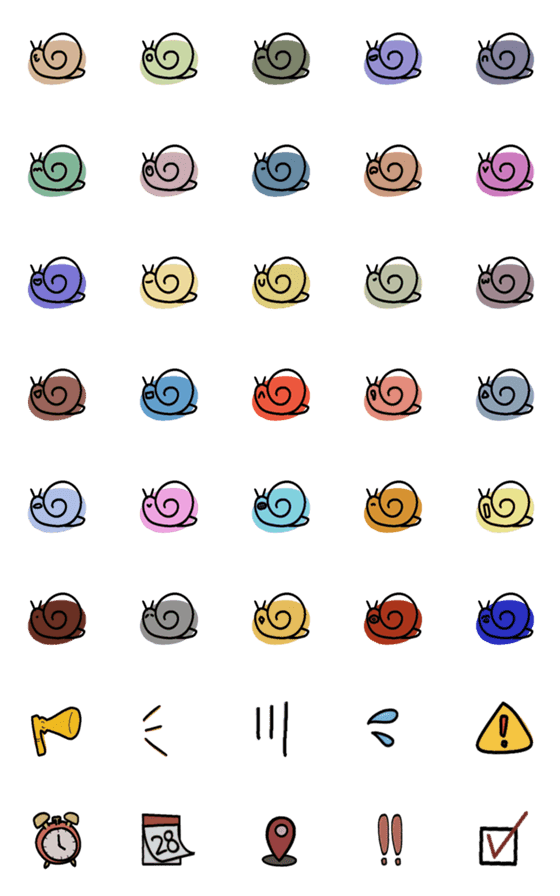 [LINE絵文字]Colorful Snail Go To School！の画像一覧