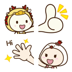 [LINE絵文字] QiBa Dragon and Cake_move Emoji 1の画像