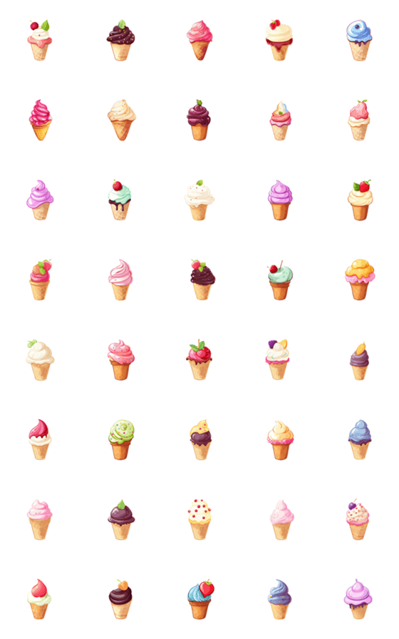 [LINE絵文字]Ice cream cute emoji 2の画像一覧