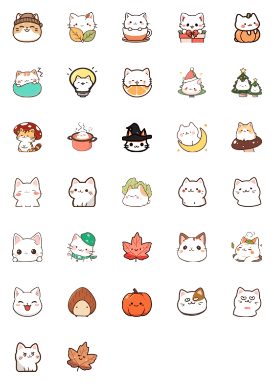 [LINE絵文字]Winter cat emoticon stickersの画像一覧