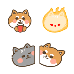 [LINE絵文字] 短毛猫シェイシェイ＆柴犬ライターの画像