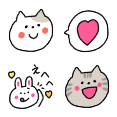 [LINE絵文字] 毎日使える♡ねことうさぎの画像