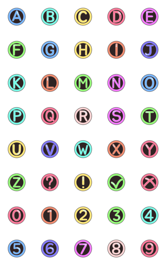 [LINE絵文字]English alphabet set letters in circlesの画像一覧