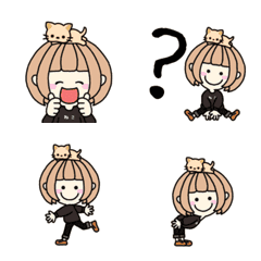 [LINE絵文字] 猫のせた女の子.01の画像