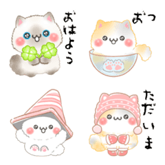 [LINE絵文字] もふもふネコちゃん♡小さなスタンプの画像