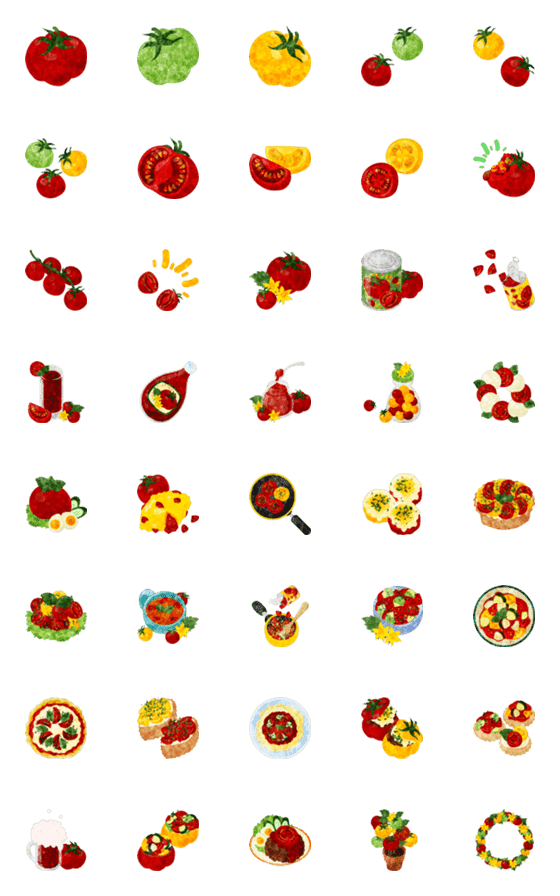 [LINE絵文字]Various Tomatoes Emojiの画像一覧