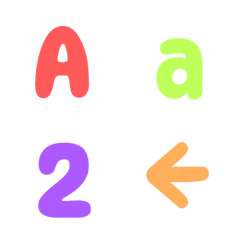 [LINE絵文字] 豊富な色数 明るい ♥ABC 123 英語 数字の画像