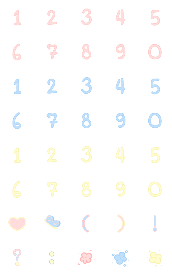 [LINE絵文字]Emoji numbers cute brightの画像一覧