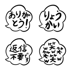 [LINE絵文字] シンプルな吹き出し 日常挨拶 絵文字 ②の画像