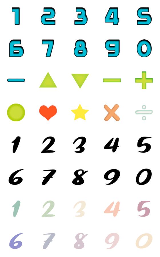 [LINE絵文字]Colored number emojiの画像一覧