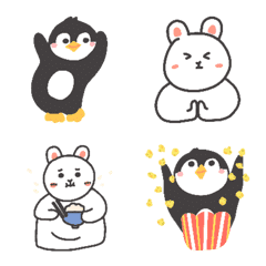 [LINE絵文字] Animated Penguin and Rabbitの画像