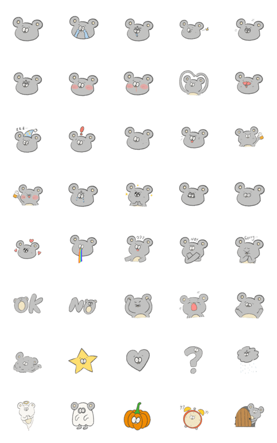 [LINE絵文字]Mochi mouse emojiの画像一覧