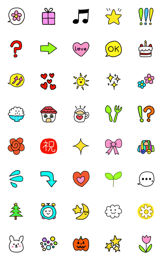 [LINE絵文字]Colorful daily talk Emoji 1の画像一覧