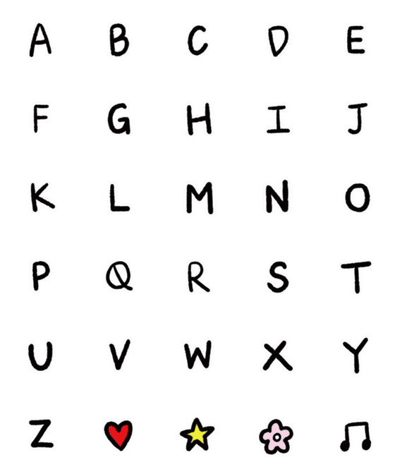 [LINE絵文字]The handwritten alphabet ＆ classic emojiの画像一覧