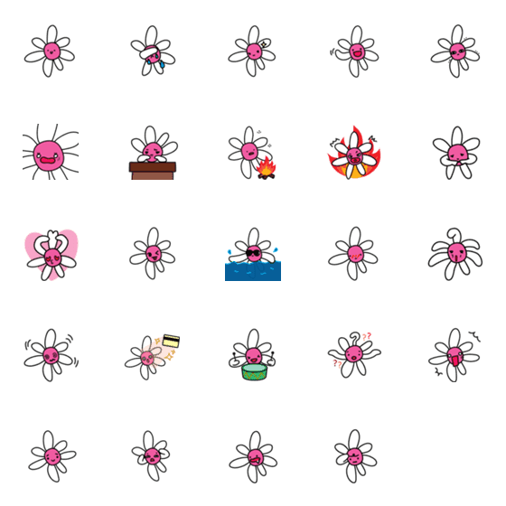 [LINE絵文字]Flower's exciting daily lifeの画像一覧