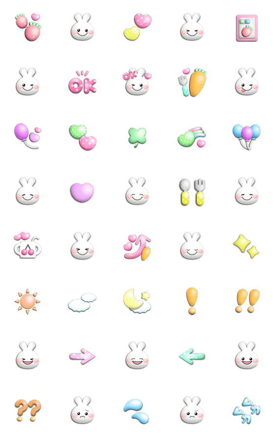 [LINE絵文字]かわいい♡ぷっくり絵文字5(うさぎ)の画像一覧