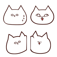 [LINE絵文字] Big-faced white cat emoticon stickerの画像