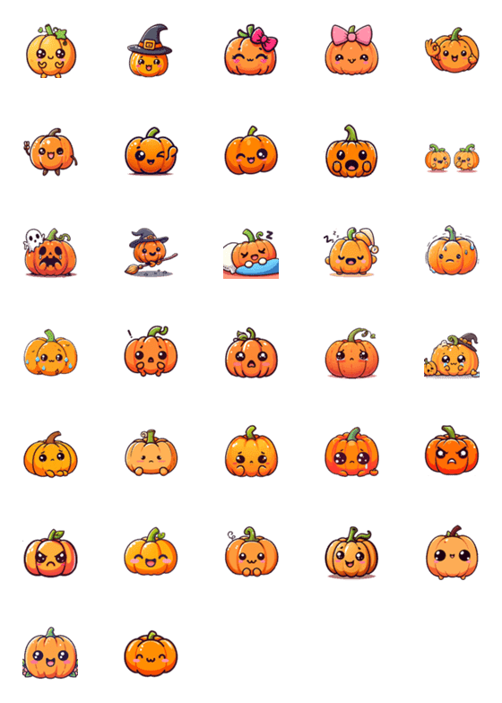 [LINE絵文字]ハロウィンのかわいいかぼちゃの画像一覧