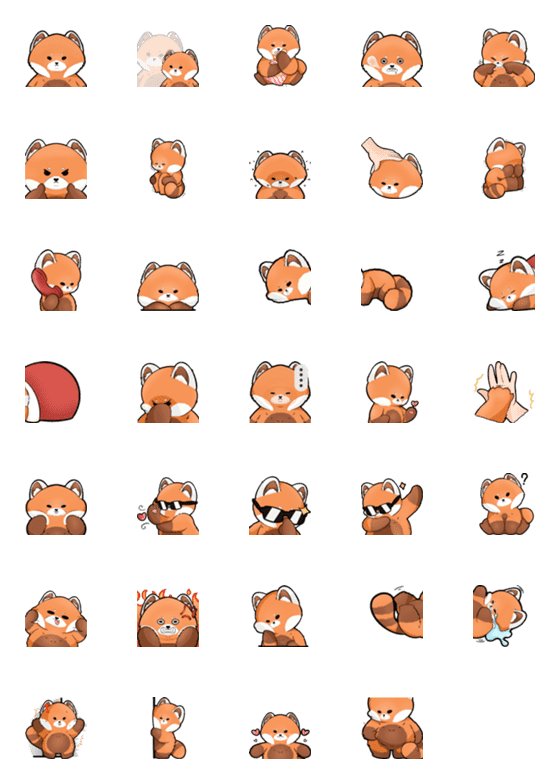 [LINE絵文字]Emoji Red Panda: The chubby red pandaの画像一覧