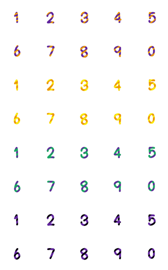 [LINE絵文字]Colored numbers 1-0の画像一覧