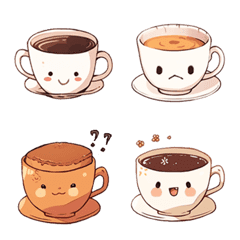 [LINE絵文字] ホットコーヒーとホットティーの絵文字。の画像