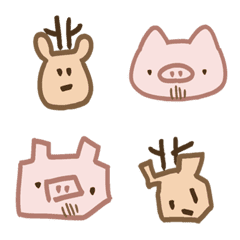 [LINE絵文字] Meru deer ＆ Aus pig Emojiの画像