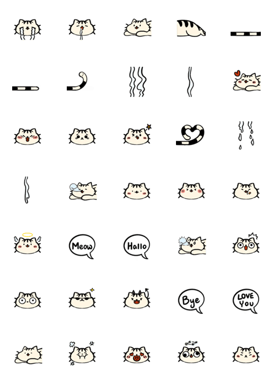 [LINE絵文字]Meowhallo Daily Emoji |2023 LET'S DRAW ！の画像一覧