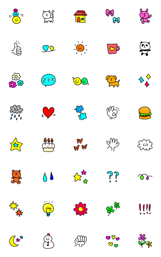 [LINE絵文字]ゆる〜いカラフル絵文字の画像一覧