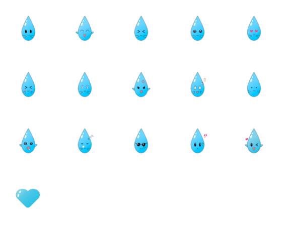 [LINE絵文字]Cute little water dropletsの画像一覧