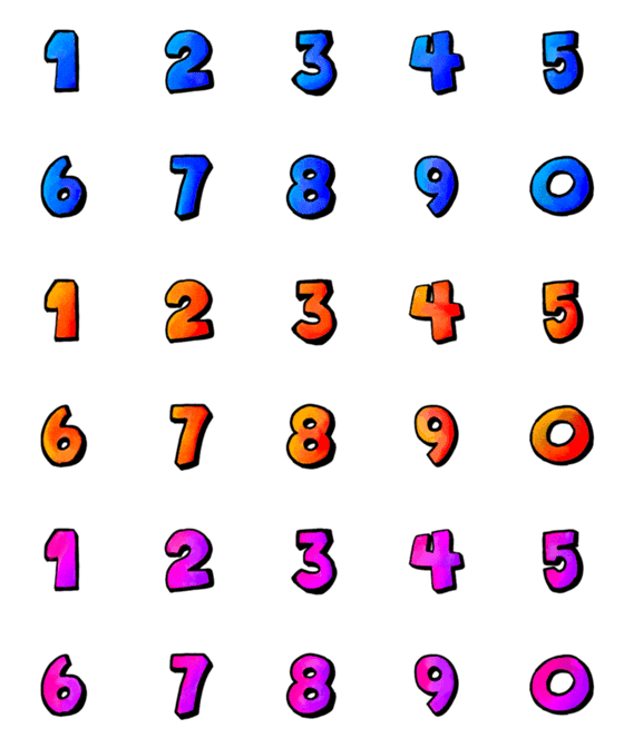 [LINE絵文字]ゲーム内の数字の画像一覧