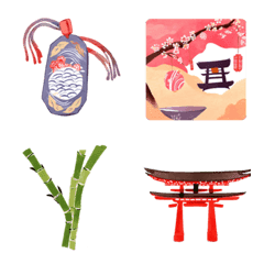 [LINE絵文字] cute watercolor shogatsu new year emojisの画像